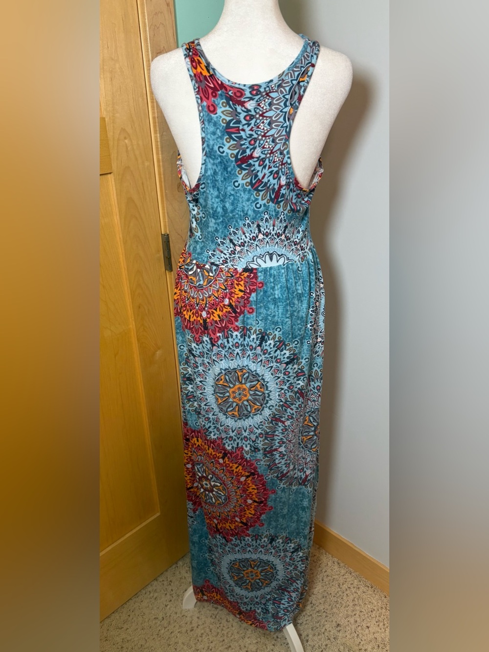Grecerelle Boho Maxi Dress Large Colorful Mandala Print 59” Long - Picture 5 of 12